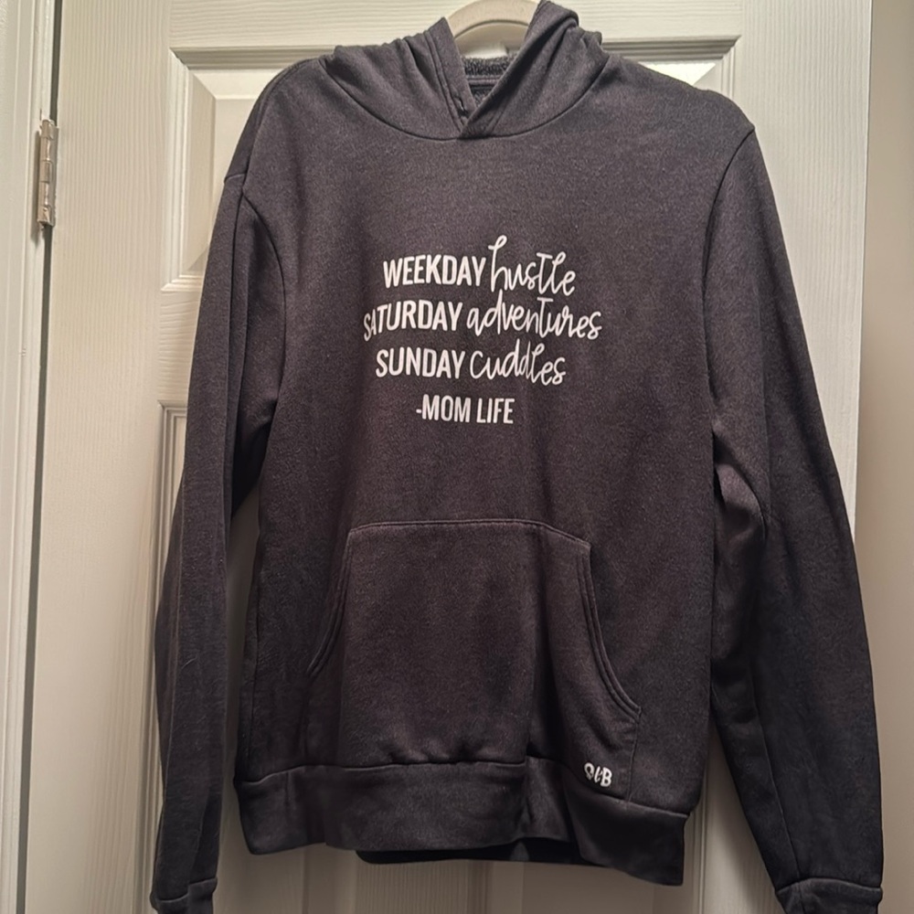Dark Grey hoodie. Used. No drawstring for hood.